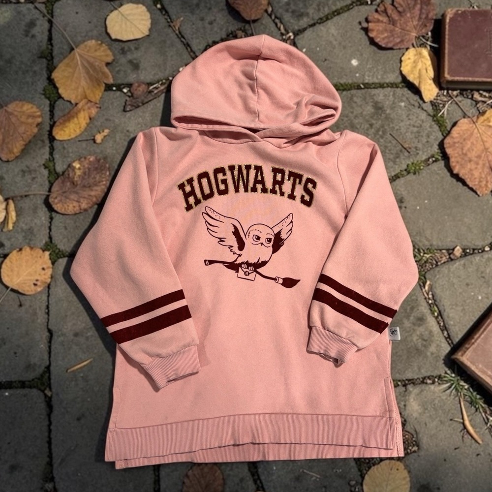 H&M Harry Potter Youth Girls Pink Hogwarts Pullover Hoodie Size 6x/7‎